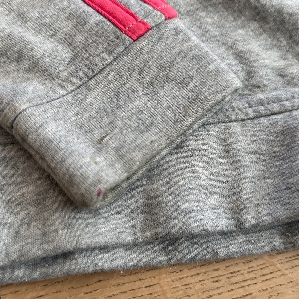 Adidas Kids Gray Hoodie with Pink Stripes 10/12 - Picture 3 of 3